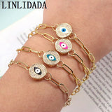Vintage Eye Cz Charm Link Chain Bracelets for Women Jewelry