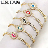 Vintage Eye Cz Charm Link Chain Bracelets for Women Jewelry
