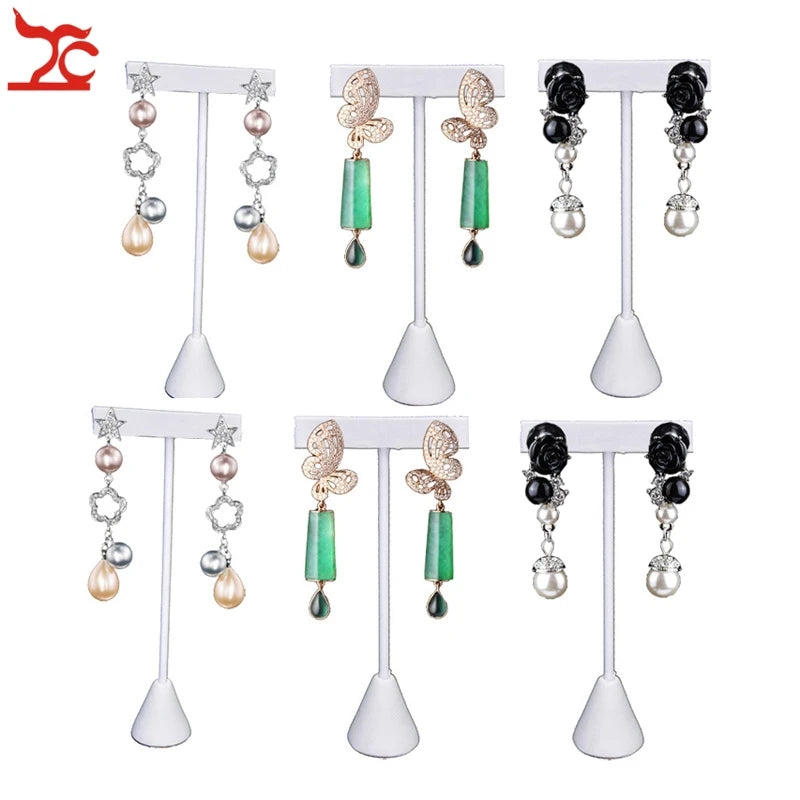6Pcs PU Earring Jewelry Display Rack T Bar Stand 13.5cm