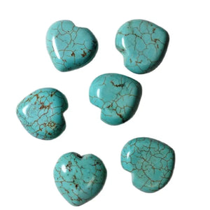 6Pcs Natural Turquoise Heart-Shaped Pendants