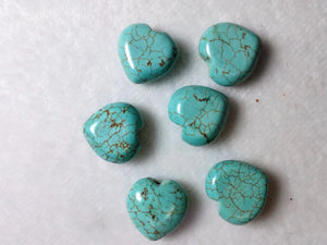 6Pcs Natural Turquoise Heart-Shaped Pendants