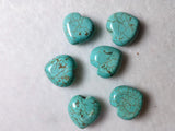 6Pcs Natural Turquoise Heart-Shaped Pendants