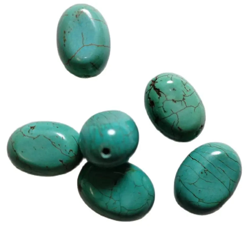 6Pcs Natural Turquoise Oval Jewelry Pendants