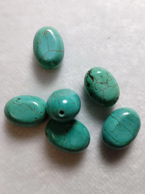 6Pcs Natural Turquoise Oval Jewelry Pendants