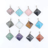 6Pcs Natural Stones Pendants Reiki Purple Crystal Opal Aventurine Turquoise