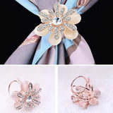 6Pcs Women's Pearl Crystal Rhinestone Scarf Ring Clip
