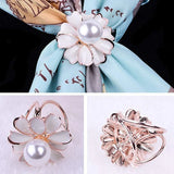 6Pcs Women's Pearl Crystal Rhinestone Scarf Ring Clip