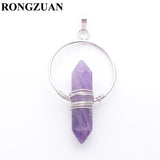 6Pcs Women Yoga Natural Stone Healing Pointed Pendant Necklaces TBN395