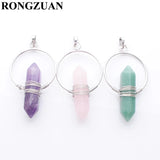 6Pcs Women Yoga Natural Stone Healing Pointed Pendant Necklaces TBN395
