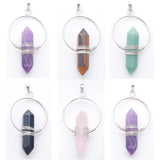 6Pcs Women Yoga Natural Stone Healing Pointed Pendant Necklaces TBN395