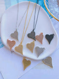 6Pcs Women Crystal Zircon Heart Necklace Pendant, Micro Pave CZ Pendant Jewelry
