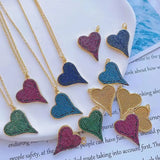 6Pcs Women Crystal Zircon Heart Necklace Pendant, Micro Pave CZ Pendant Jewelry