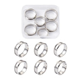 6Pcs/box Stainless Steel Grooved Finger Ring Settings Blank for Inlay Ring