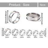 6Pcs/box Stainless Steel Grooved Finger Ring Settings Blank for Inlay Ring