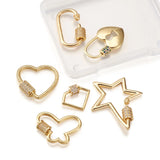 6Pcs CZ Zircon Screw Carabiner Star Lock Pendants Jewelry Making