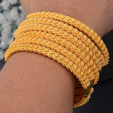 6Pcs/lot 24K Dubai Bangles For Women Wedding Bracelets With ring Jewelry