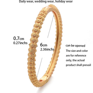 6Pcs/lot 24K Dubai Bangles For Women Wedding Bracelets With ring Jewelry