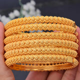 6Pcs/lot 24K Dubai Bangles For Women Wedding Bracelets With ring Jewelry