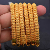 6Pcs/lot 24K Dubai Bangles For Women Wedding Bracelets With ring Jewelry