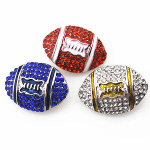 6Pcs Mix Crystal Football Snap Buttons 18mm Snap Jewelry DIY Charms