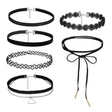 6Pcs Gothic Tattoo Lace Velvet Choker Necklaces Women Collar Femme Punk Style