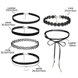 6Pcs Gothic Tattoo Lace Velvet Choker Necklaces Women Collar Femme Punk Style