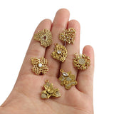 6Pcs Raw Brass Branch Heart Flower Pendants for DIY Jewelry Making