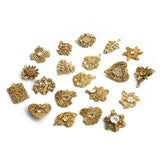 6Pcs Raw Brass Branch Heart Flower Pendants for DIY Jewelry Making