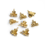 6Pcs Raw Brass Branch Heart Flower Pendants for DIY Jewelry Making