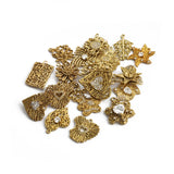 6Pcs Raw Brass Branch Heart Flower Pendants for DIY Jewelry Making