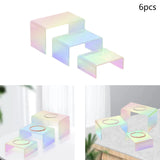 6 Acrylic Display Risers Clear Jewelry Buffet Figurine Stands