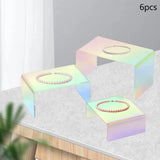6Pieces Acrylic Display Risers Rainbow Clear Stand Figurines Buffets Organizer