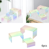 6Pieces Acrylic Display Risers Rainbow Clear Stand Figurines Buffets Organizer