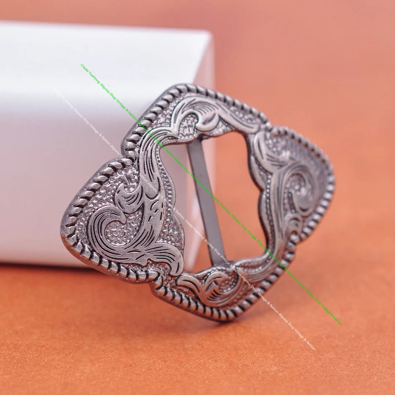 6X Antique Copper Western Flower Engraved Concho Buckles