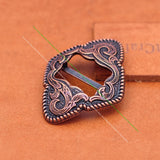 6X Antique Copper Western Flower Engraved Concho Buckles