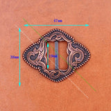 6X Antique Copper Western Flower Engraved Concho Buckles