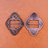 6X Antique Copper Western Flower Engraved Concho Buckles