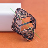 6X Antique Copper Western Flower Engraved Concho Buckles