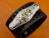 Silver Biker Rodeo Cross Leather Western Cowboy Belt Concho