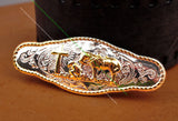 Silver Biker Rodeo Cross Leather Western Cowboy Belt Concho