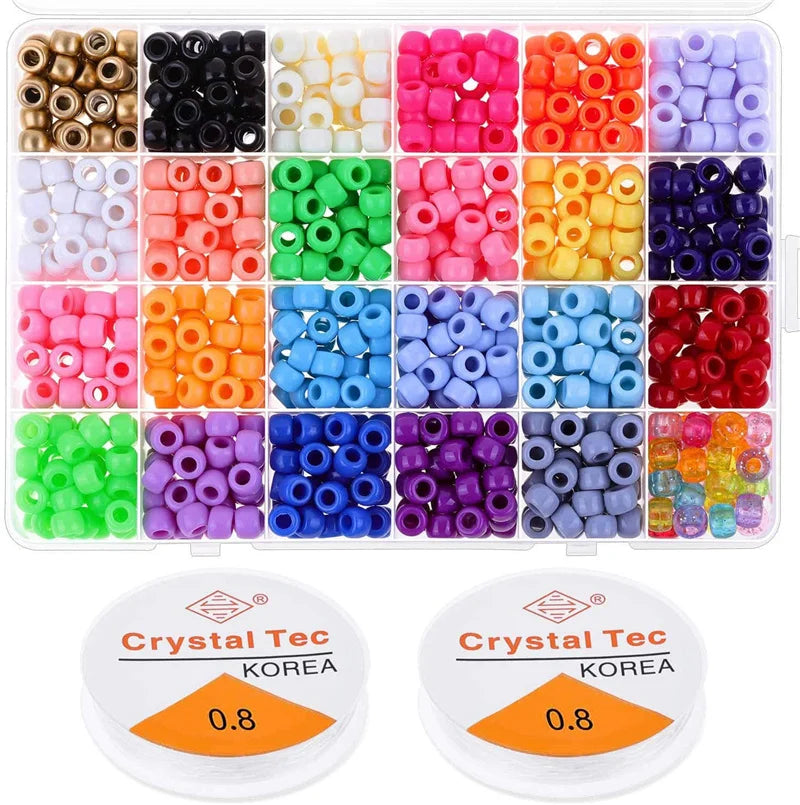 Colorful Acrylic Pony Beads Set for Jewelry Making