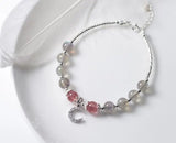 Moonstone & Rose Quartz Crescent Moon Bracelet