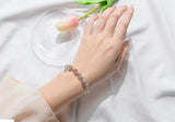 Moonstone & Rose Quartz Crescent Moon Bracelet