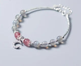 Moonstone & Rose Quartz Crescent Moon Bracelet