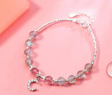 Moonstone & Rose Quartz Crescent Moon Bracelet