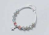925 Sterling Silver Star Strawberry Quartz & Moonstone Bracelet