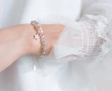 925 Sterling Silver Star Strawberry Quartz & Moonstone Bracelet