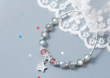 925 Sterling Silver Star Strawberry Quartz & Moonstone Bracelet