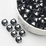 6mm 100pcs Heart Acrylic Beads Square Cube Loose Spacer Beads Jewelry Making