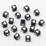 6mm 100pcs Heart Acrylic Beads Square Cube Loose Spacer Beads Jewelry Making